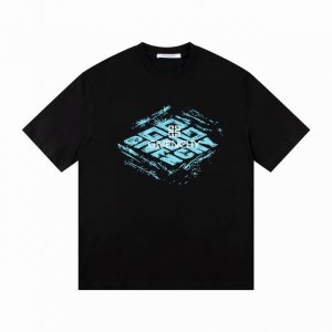 价格P： 一首起批.散单+10 款式：2025新款纪梵希短袖T恤 材质：高版本300G双纱精梳棉 尺码： S～Xl 颜色：黑色 款号：H077