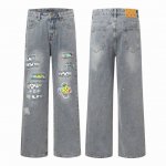 Louis Vuitton 路易威登Lv 25Fw 贴布补丁老花磨破太阳花牛仔裤 采用手工定位破坏镂空磨破处理，内衬加上定制老花补丁 全套新款辅料同步定制，细节