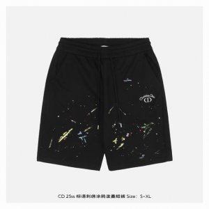 dior 迪奥 25Ss 标语刺绣涂鸦泼墨短裤 面料采用380克重精梳棉 两遍水洗处理 面料舒适亲肤无异感 定制定染面料 纺织密度高 垂感佳 不易变形 厚织感加