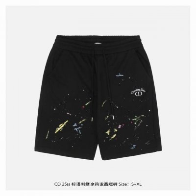 dior 迪奥 25Ss 标语刺绣涂鸦泼墨短裤 面料采用380克重精梳棉 两遍水洗处理 面料舒适亲肤无异感 定制定染面料 纺织密度高 垂感佳 不易变形 厚织感加