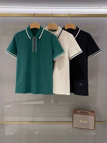 p250 Dc翻领T恤 25Fw夏季出品新款！-Ax阿玛*男士高端商务休闲拉链翻领短袖！高档翻领T恤，简单而高级很有质感，都市高端品质领口袖口拼色系列，简洁时尚