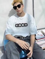 爆款模特图 Good硅胶彩钻圆领短袖 goodbrand官网一致款式 面料 32支双纱290克纯棉面料 同缸同色织染螺纹 颜色一致 工艺 进口机器厚板硅胶彩色奥