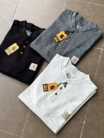Carhartt K84 Heavyweight Short-Sleeve pocket Henley T-Shirt标签舒适亨利领针织套头短袖T恤 Loose