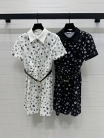 上新原单高端品质 Chane* 2025春夏最新系列 腰带短袖连衣裙 定制进口材质 质感光泽 垂顺有型 翻领短袖裙剪裁 通体山茶花菱格包等经典元素字母双C徽标图