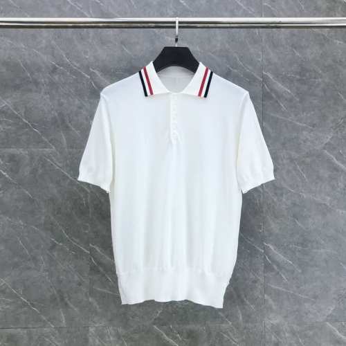 翻领三色红白蓝针织短袖Polo 码数：1-4 颜色：白、蓝