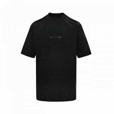 Balenciaga 巴黎世家 25Ss 满天星水洗喷砂烫钻短袖 面料采用进口机器织造而成，布面纹路的独特性创造出完美的成衣效果 面料采用净布 克重 搭配320
