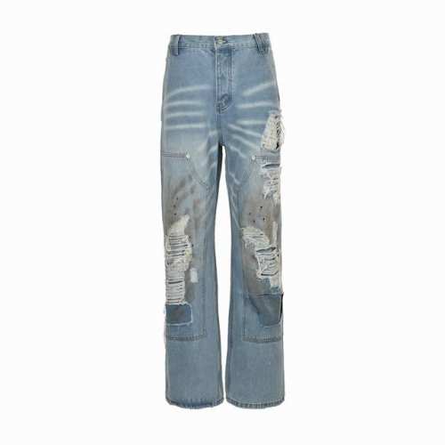 Maison Margiela 马吉拉Mm6 破洞做旧涂鸦牛仔裤 进口丹宁牛仔无弹面料，采用原色酵母水洗工艺，经过洗水软化 上身非常舒适有垂感 做旧破洞，全部手