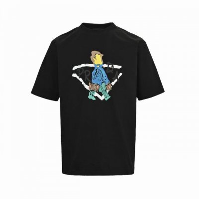 prada 普拉达 25Ss 提包小人印花短袖 采用顶级280克定制双纱纯棉面料质感非常柔软舒服 搭配320克1X1螺纹 面料螺纹同缸定染无色差不易变形 定制