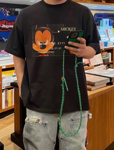 purey Mickey 米奇万事达信用卡卡通复古破坏水洗做旧重磅纯棉短袖 情侣款 顶级重磅好货来袭，高端白墨数码直喷印花，重工成衣磨破水洗炒砂，高街范儿十足，