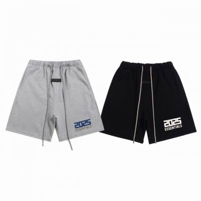 fear Of God Fog Essentials 复线 2025 限定款字母印花抽绳毛圈休闲短裤 Color：黑色 灰色 Size：S M L Xl Num