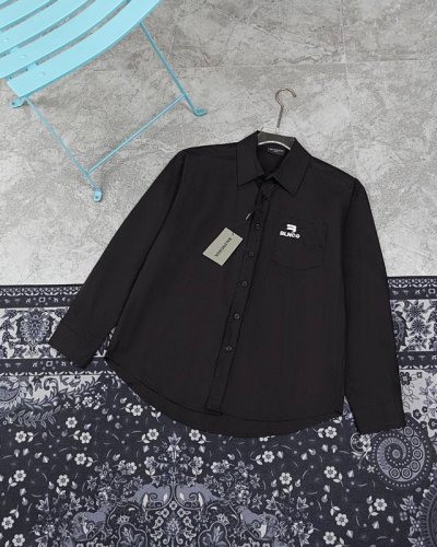 款M815 巴黎 Balenciaga新款巴黎世家衬衫Blcg24Ss新款衬衫长袖套头高品质版型刺绣字母图案 宽松大廓型设计 基础衬衫百搭一年四季都能穿 万能搭