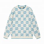 gucci古驰满身双G字母提花圆领毛衣 颜色 白蓝 码数 S M L Xl Xxl