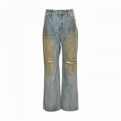 acne Studios 25Ss 水洗做旧破洞牛仔裤 官网新款 小红书爆款水洗Ac脏脏裤.做旧手工涂料泥染百搭不挑人直筒牛仔长裤.显瘦百搭.男女同款 size