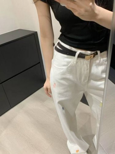 高定版 全棉+刺绣 polo 拉夫劳伦彩色小马牛仔裤 韩里韩气小马刺绣休闲百搭牛仔裤 巨时髦各种风格都秒配 拉夫女孩的夏日人手必备 版型是我再次安利的阔脚直筒裤