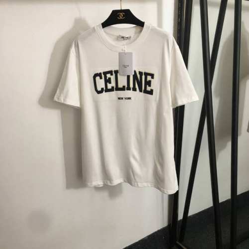 P130款号20250599 Celin*新款 Logo刺绣贴布休闲短袖T恤，白色，黑色，咖色，Sml， M码；肩宽47，胸围110，袖长21，衣长69
