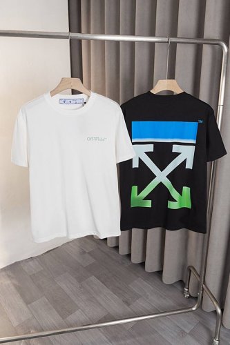 x001 Off White 25Ss新款T恤，采用260克高品质双纱面料，面料柔软，前后幅图案加字母Logo印花工艺，时尚百搭，男女同款，颜色:黑色 ,白色。