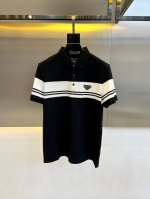 prad普拉、25S专柜新品发售，男士翻领撞色条纹设计短袖T恤polo衫，进口驻地丝光棉短袖T恤，温儒柔软 细腻柔软 上身自然是舒适 凉爽，颜色十分清晰，不掉色