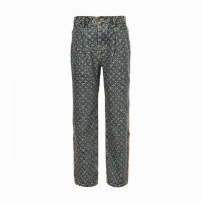 louis Vuitton 路易威登 25Ss 皮边提花满印牛仔裤 正品17099购入 定制Lv提花10*10牛仔面料 侧骨pu皮 全棉袋布 布匹提花 成衣炒色