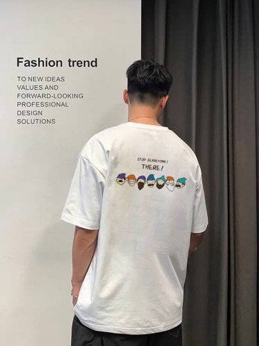 260G重磅纯棉 Nike 耐克 Nk 小字母Logo 多彩帽子小人 “Stop Searching There”短袖T恤 男女同款 半袖 情侣款 面料工艺：