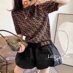 fend* 经典老花针织短袖 黑咖色系 显瘦百搭 经典款爆款 单穿打底都