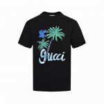 本地自取：160 gucci/古驰 椰树印花短袖 定制240克同缸染面料 手感非常舒服 春夏最新砖柜同步 Os落肩版型 时尚又个性 超级百搭好看的一款 男女都非