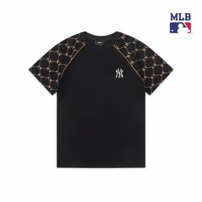 上新 顶级最高版本 Mlb拼接老花短袖 男女同款，袖子满印Logo拼接，时尚感拉满，面料采用260克双纱纯棉，颜色都是原版一比一的定制，支持扫码验证，一件一码，