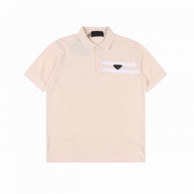 prada 普拉达 胸前三角标双杠短袖Polo衫 选用棉质珠地网眼布，衣领为双系统提花定织扁机制成，有弹性，不变形，衣服全部原生布捆边，前胸双层面筒，无明线，无