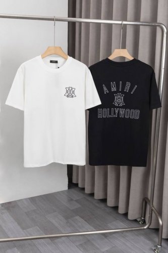 x066 Amiri 40Ss新款T恤，前后图案+字母Logo刺绣工艺，采用260克双纱全棉面料，面料柔软，潮流时尚百搭，男女同款。颜色: 黑色，白色，尺码:M
