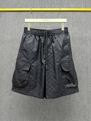 gu-Z， ,G*Cci 25Ss春夏新款 风琴袋抽绳短裤 采用棉质提花面料 松紧腰抽绳设计 休闲宽松版型 男款 黑色S M L Xl四码现货发售中 大货实拍细