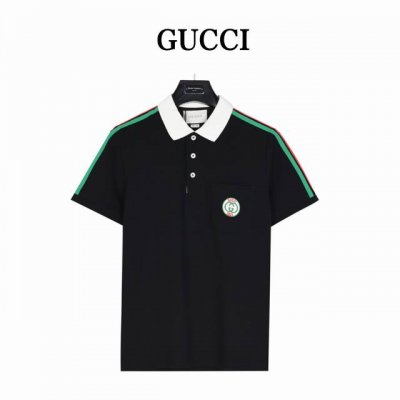 Gucci 古驰 红绿条纹1921限定口袋polo短袖 采用100%棉双面珠地面料，拆解纱线分析，订织蜂窝四角网眼胚布，衣领为双系统提花定织扁机制成，有弹性，不