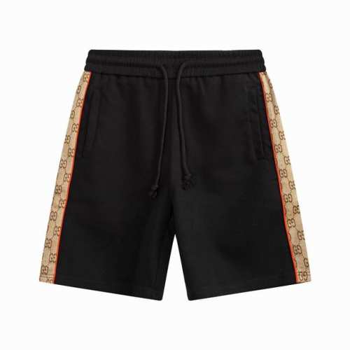 Gucci 古驰红边提花织带 拼接 Logo标识 五分裤、高品质纯棉 面料、特别手感、超级质感 舒适柔软透气 休闲宽松版型 潮流男女同款 短裤 颜色：黑色 码数
