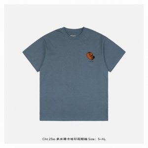 carhartt 卡哈特 25Ss 多米诺卡哈印花短袖 面料采用 克重精梳棉 定制32支1*1螺纹 成衣两遍水洗处理 面料舒适亲肤无异感 定制定染面料 纺织密度