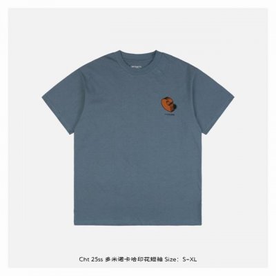 carhartt 卡哈特 25Ss 多米诺卡哈印花短袖 面料采用 克重精梳棉 定制32支1*1螺纹 成衣两遍水洗处理 面料舒适亲肤无异感 定制定染面料 纺织密度