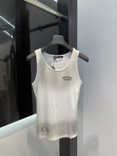 Ch克罗心十字架梵文印花做旧背心吊带女2025夏季修身显瘦无袖休闲上衣