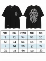 现货 p802255 新款夏季潮牌梵文字母进口澳钻烫钻大宝剑十字架纯棉男女款短袖T恤 克32支纯棉 颜色：黑色 码数：S M L Xl