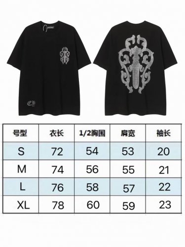 现货 p802255 新款夏季潮牌梵文字母进口澳钻烫钻大宝剑十字架纯棉男女款短袖T恤 克32支纯棉 颜色：黑色 码数：S M L Xl