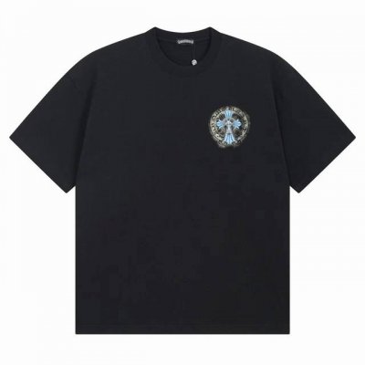 款号Ys42 Chrome Hearts 克罗心 十字架泼墨梵文字母百搭潮流短袖T恤男女同款 吊牌 领标 水洗唛 三标齐全 定织定染250克精梳棉面料 黑白色