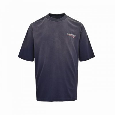 balenciaga 巴黎世家 25Ss 可乐刺绣炒色水洗破洞短袖 夏日多巴胺复古炒色可乐波浪刺绣破坏系列 采用巴黎25年最新款面料 胸口刺绣及后背大Logo刺