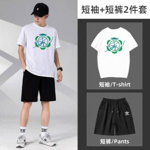 Adidas 阿迪达斯三叶草经典短袖短裤运动套装！百搭不挑人！ 本款T恤采用纯棉面料！吸汗透气，贴身柔软！ 腰部松紧带抽绳，拉链口袋，运动時候可以放手机钥匙，非