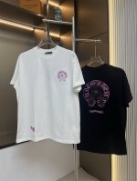 chrome Hearts克罗心2025Ss新款马蹄激光烧花贴布绣情侣休闲短袖T恤 最高版本！定制面料290克双纱！原身布激光烧花贴布绣 字母精致刺绣！ 辅料：