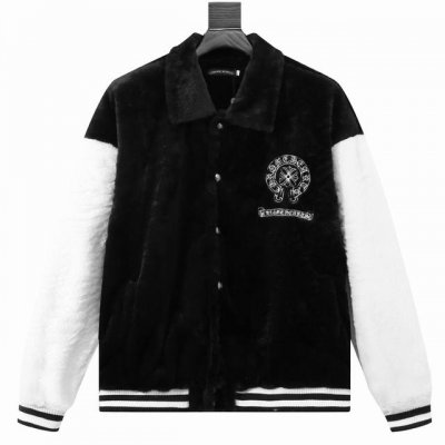 款号Y622 Chromehearts 克罗心 刺绣字母羊羔毛拼接棒球服外套 渠道精品 潮男潮女Zui爱的棒球服夹克，市场各级版本都有 细节你们一定要对比 ，最