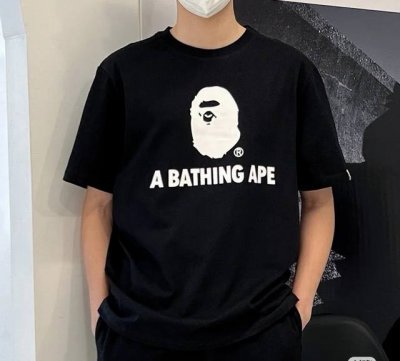 00154款日系潮牌Bape猿人头印花印花短袖T恤 男女同款 宽松大版型 码数Smlxlxxl 黑色白色