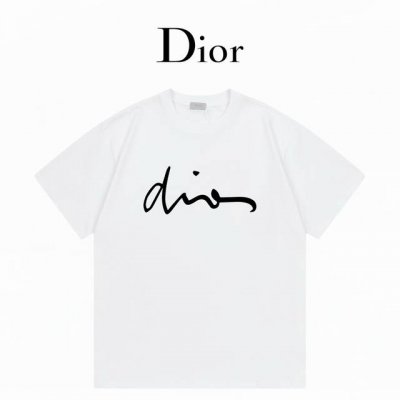 dior迪奥 签名短袖 洗水280克双纱 白色 Xs-L