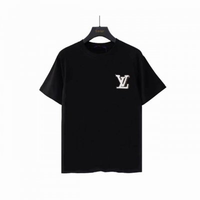实拍细节图+尺码表 Lv路易威登Louis Vuitton 驴家1V 经典Logo皮标半袖T恤短袖 男女同款 情侣款 宽松版型 所有细节 面料辅料工艺 做工：领