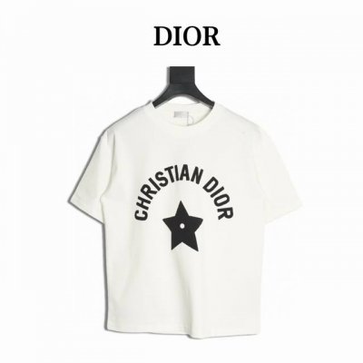 dior 迪奥 25Ss 五角星短袖T恤 面料采用定制240G 26支特滑双股精棉平纹高密无尘全棉布料。前幅高密度加厚，走线平整，代工品质，全套定制辅料。 尺码
