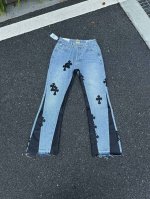 G297 Gallery Dept.克罗皮拼接十字架宽松水洗喇叭牛仔裤 尺码：S-Xxl 对应28 30 32 34 36