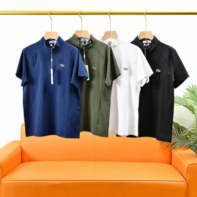 lacoste 法国鳄鱼25Ss夏季新款男士立领半拉链冰爽短袖T恤！ 高品质户外运动休闲T恤，立领跑步健身透气速干衣半拉链上衣轻薄 透气、弹力 、速干吸湿排汗保