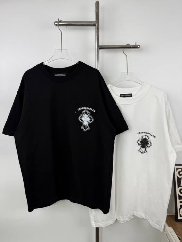 款号A24 Ch 克家梵文烫钻T恤男女同款 克罗家的每一款真的是绝绝子每一件都是背影杀，整件短袖质感真的绝 280G纯棉面料 百分百还原官方细节做足所有袖口双肩