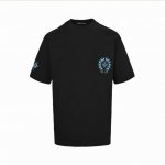 Chrome Hearts 克罗心 后背重叠蓝色十字架印花短袖 宽松版型高密度针织，面料280克双纱，1*1双纱螺纹，手感柔软舒适，不变形，Os落肩宽松版型，男