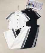 4Io* 25Ss新款西装外套直筒裤套装 侧边拼接条纹织带装饰 立体剪裁 简约大方 两色三码Sml